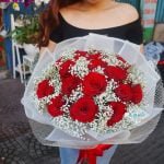 Bó Hoa Hồng đỏ Nhập Khẩu Ecuador mix Hoa Baby Nhập Khẩu Hà Lan