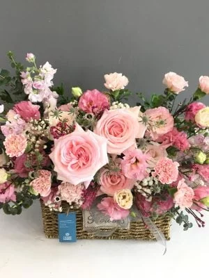 Giỏ Hoa Hồng Nhập Catherine Tone Hồng   -   Hoa Hồng Ohara Nhập Khẩu, Hoa Phăng Hồng Pastel Nhập Khẩu, Hoa Phi Yến