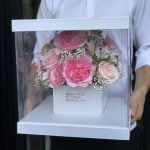 Hộp Hoa In Gift Hồng Nhập Khẩu   -   Hồng Beatrice, Hoa Hồng Nhập Khẩu, Ly Peru, Hoa Lan Tường