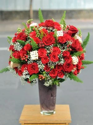 Bình Hoa Tươi Red Roses Với Hoa Hồng đỏ   -   Hoa Hồng đỏ Sasa